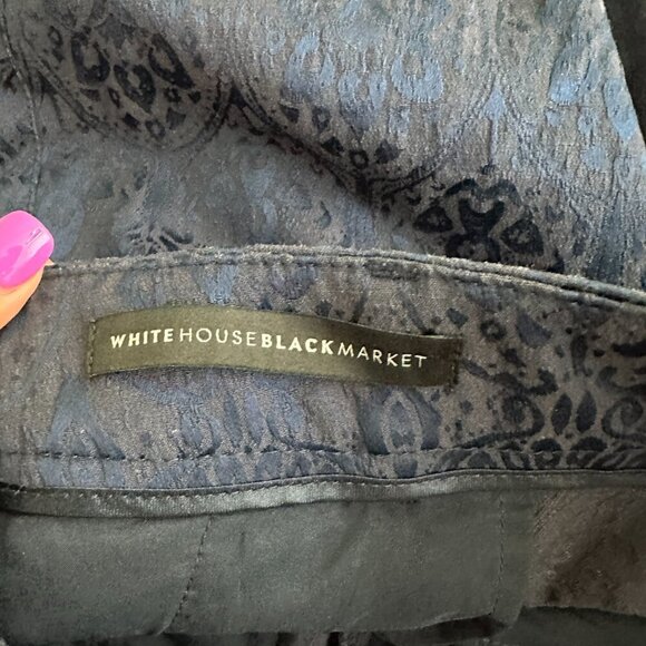 2/$30 White House Black Market Blue Damask The Slim Ankle Pants 0 #9966 - Picture 9 of 12